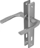 A silver door handle set with a rectangular escutcheon plate, shown from a diagonal angle against a white background. Anteprima dell’immagine prodotto