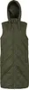 A studio shot of a green quilted vest.