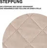 A close-up of a quilted beige fabric with text describing its features. Anteprima dell’immagine prodotto