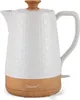 A white ceramic electric kettle with a wood-effect base and lid accent. Náhľad obrázku produktu
