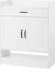 A white shoe cabinet with two doors and one drawer, shown from the front. Produktbild-Vorschau