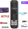 A remote control with various app logos and a TV screen displayed. Produktbild-Vorschau