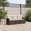 Design 3-tlg. Garten-Sofagarnitur mit Kissen Braun Poly Produktbild-Vorschau 1