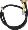 A close-up view of a black flexible hose connected to a faucet fixture. Náhled obrázku produktu