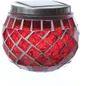 LED Solar Windlicht - Mosaik Solarglas - kaltweiße LED - Lichtsensor - H: 9cm - für Außen - rot Produktbild-Vorschau
