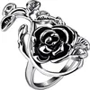 Gothic Damen Rose Flower Vine Legierung Emaille Fingerring Produktbild-Vorschau 1