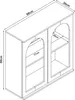 A line drawing of a white sideboard with dimensions indicated. Anteprima dell’immagine prodotto