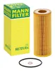 A product shot of a MANN oil filter and its packaging, along with a gasket and washer. Produktbild-Vorschau