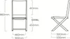 Technical drawings of a folding chair with dimensions indicated. Produktbild-Vorschau