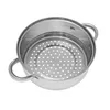 A stainless steel steamer insert with handles, shown from a top-down perspective against a white background. Voir les images du produit