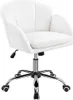 A white office chair with a chrome base and wheels, photographed against a white background. Produktbild-Vorschau