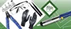 A collection of electronic repair tools arranged on a light green and white background. Produktbild-Vorschau