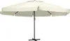 A cream-colored patio umbrella with a black pole and base, isolated on a white background. Náhľad obrázku produktu