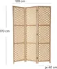 A three-panel wooden room divider with a lattice pattern, shown against a white background with dimensions indicated. Náhled obrázku produktu