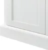 A close-up view of the bottom section of a white wooden cabinet, showing the base and the lower part of the doors. Anteprima dell’immagine prodotto