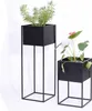 Two black metal plant stands with plants in them, on a white background. Produktbild-Vorschau