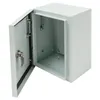 An open, empty metal junction box with a key in the lock. Náhled obrázku produktu