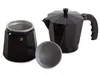 A disassembled black moka pot for making coffee, shown on a white background. Náhled obrázku produktu