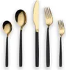 A set of five pieces of cutlery with black handles and gold-colored heads, arranged in a line against a white background. Produktbild-Vorschau