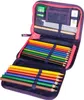 An open pencil case filled with colored pencils, a ruler, an eraser, and a sharpener. Náhled obrázku produktu