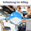 Collage of images showing a seat cushion being used in different settings. Produktbild-Vorschau