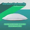 A pillow with a geometric pattern is shown on a teal and green background with text overlays. Produktbild-Vorschau