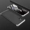 A black and silver phone case is shown in a studio setting with a dark reflective surface. Produktbild-Vorschau