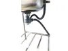 The underside of a stainless steel sink with its drain and plumbing attached. Produktbild-Vorschau