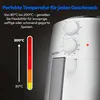 A close-up of a white air fryer with marketing text and a temperature gauge. Produktbild-Vorschau
