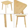 A collage of four images showing different views of a square bamboo table. Podgląd zdjęcia produktu