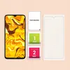 A smartphone screen protector kit laid out with a smartphone. Produktbild-Vorschau