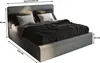 A bed with dimensions indicated by measurement lines. Produktbild-Vorschau