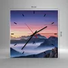 Wanduhr - Quadrat - Glasuhr - Westen Sonne Berge - 30x30cm Produktbild-Vorschau 3