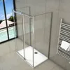 U-Form Duschkabine 145x195cm Schiebetür mit 80x80x195cm Produktbild-Vorschau 3