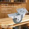 A heavy-duty caster wheel is shown on a wooden workbench, with product features listed in text. Anteprima dell’immagine prodotto