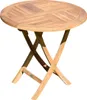 A round, folding wooden garden table made of teak. Produktbild-Vorschau