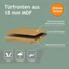 Diagram showing the layered construction of MDF door fronts with melamine coating. Produktbild-Vorschau