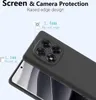 A close-up view of a black smartphone case, highlighting its raised edge design for screen and camera protection. Produktbild-Vorschau