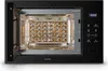 An open black microwave with its interior visible, showing a rack and a patterned surface. Produktbild-Vorschau