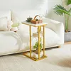 Table d'appoint motif marbre 40x26x61.5 cm blanc or Voir les images du produit 2