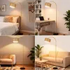 ZMH Stehlampe Boho Rattan Bogenlampe Gold dimmbare Produktbild-Vorschau 6