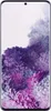 A Samsung Galaxy S20 Plus 5G 128GB Cosmic Black phone is displayed front and center against a light background. The phone's screen displays a vibrant wallpaper with abstract floral patterns in shades of purple and white. Produktbild-Vorschau