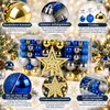 Weihnachtskugeln Blau Gold Grau 108er Set, Christbaumkugeln Produktbild-Vorschau 4