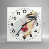 Wanduhr - Quadrat - Glasuhr - Aquarell Frau Mund - 30x30cm Produktbild-Vorschau 3