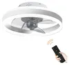 A modern ceiling fan with integrated LED lighting and a remote control. Produktbild-Vorschau