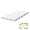 A white mattress is shown at a slight angle on a white background. A certification logo is visible in the bottom right corner. Podgląd zdjęcia produktu