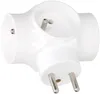 A white electrical adapter with three sockets and two plugs. Anteprima dell’immagine prodotto