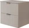 A beige, two-drawer cabinet with fluted drawer fronts and black handles, shown against a white background. Náhled obrázku produktu