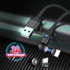 A close-up of a magnetic charging cable with USB and USB-C connectors, showing its magnetic connection feature and a '3A fast charge' graphic. Produktbild-Vorschau