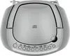 A top-down view of a silver boombox with a CD player and radio controls. Produktbild-Vorschau